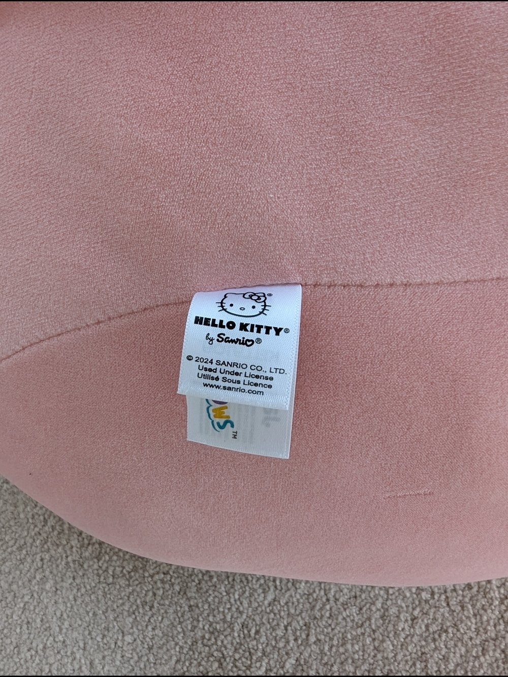 Hello Kitty Plush Pouf Bean Bag - White & Pink - Picture 3 of 3